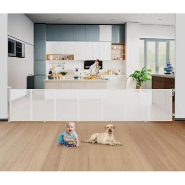 Imagem de Uamector Portões Retráteis Reforçados De 200 Polegadas Para Bebês, Extra Largos, Portão De Malha Para Bebês Ou Portão Para Cães, Portão Retrátil Para Animais De Estimação, Comprimento Ajustável Para