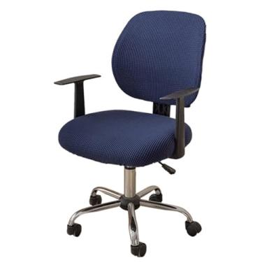 Imagem de Lzyjckh Capa para cadeira de escritório e computador Capa elástica elástica 2 peças Protetor de móveis moderno e minimalista para escritório e casa,Dark blue