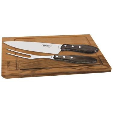 Imagem de Kit Para Churrasco Polywood Castanho 3 Peças - Tramontina