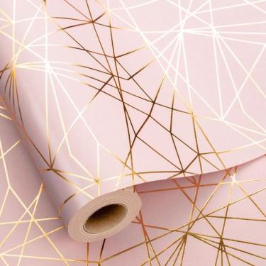 Imagem de Rolo de papel de embrulho Homeral Pink 43x10 m 3D Metallic Stripe