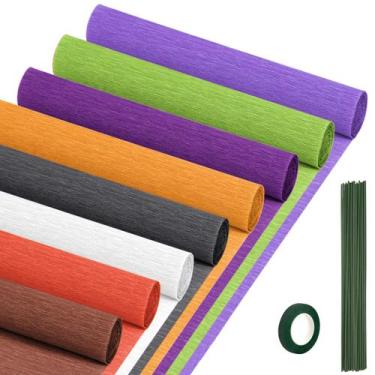 Imagem de Flâmulas de papel crepom Nitelemn 8 Rolls Halloween Colors