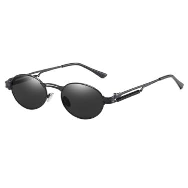 Imagem de HPIRME Óculos de sol retrô feminino estilo punk oval para homens redondos uv400(1)