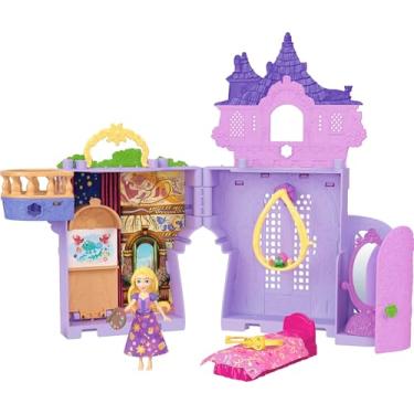Imagem de Disney Princesa Castelo Empilhável Rapunzel, Mini Playset com Boneca e Acessórios, Cenários Inspirados em Enrolados