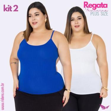 Imagem de Kit 2 Camiseta Regata Feminina Plus Size Tecido Premium De Alta Qualid