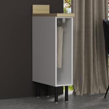 Imagem de Balcão De Cozinha Em Mdf Com Tampo E Porta-toalhas 20cm Multimóveis Cr20465 Branco/carvalho Tropical