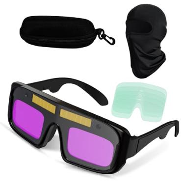 Imagem de Óculos de solda para escurecimento automático – Óculos profissionais de soldagem com escurecimento automático movido a energia solar com cor verdadeira, óculos de segurança para soldagem TIG MIG ARC e