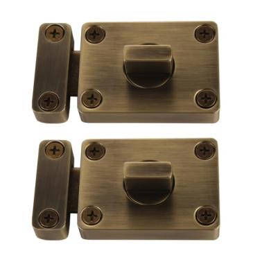 Imagem de Trava de trava deslizante de portão, trava de porta resistente, trava de parafuso deslizante 2025 atualização de ferragens de porta de segurança (2 peças de bronze)