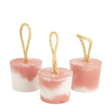 Imagem de Peso de Porta, Kit3 Peso Calço Aparador de Portas em Concreto Marmorizado com Alça Corda Sisal Luxo Modernopremium, 10×9cm