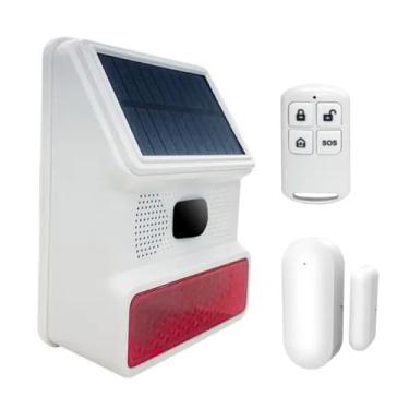 Imagem de Alarme de Luz Estroboscópica Solar com Detector Movimento Indução IP65 Anti-interferência Controle Remoto ímã Porta para Casa Fazenda celeiro Villa Jardim