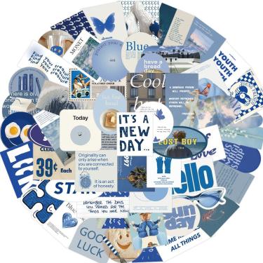 Imagem de Adesivos Blue Aesthetic Scrapbook, guitarra para laptop, 57 unidades