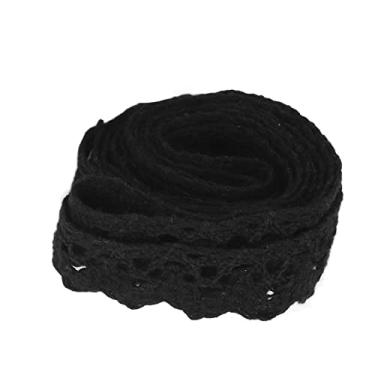 Imagem de Fita de renda linha de algodão 20 jardas acessórios decorativos pretos para roupas DIY decoração de presentes toque macio padrão claro durável reutilizável para costura artesanato
