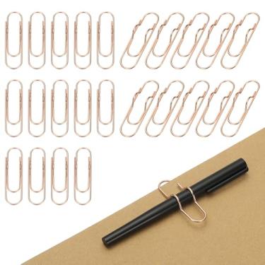 Imagem de PATIKIL 24 clipes de suporte de caneta para notebook, clipe de caneta de metal de 7 x 1,7 cm para prancheta de escritório, jornal, organizadores de mesa, ouro rosa