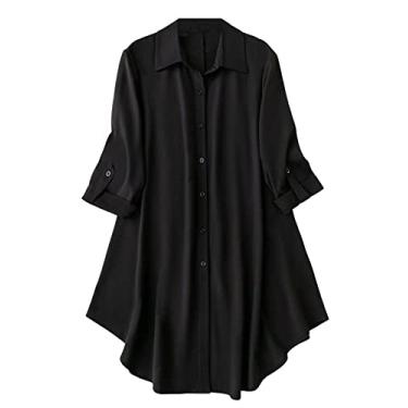 Imagem de Leriya Fashion Camisa feminina LF-WD1099, Preto/branco, G