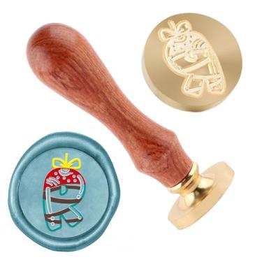 Imagem de Carimbo de lacre de cera de Natal carimbo de latão e uma alça de madeira carimbos cabeça para cartões de natal convites de festa carta envelope cartões de felicitações presentes