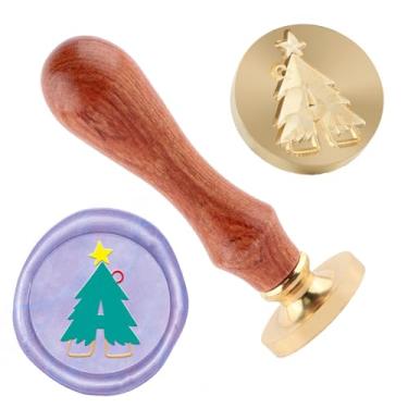 Imagem de Carimbo de lacre de cera de Natal Carimbo de lacre de latão e uma alça de madeira carimbos cabeça para cartões de natal convites de festa carta envelope cartões de felicitações presentes