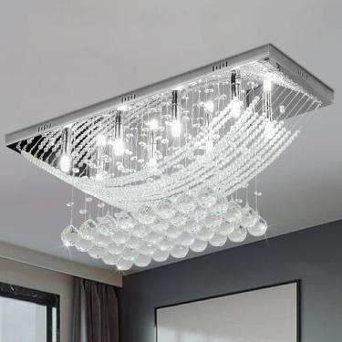 Imagem de Luminária luxuosa de cristal embutida com 8 luzes de teto Lustres modernos/contemporâneos da Ella Fashion