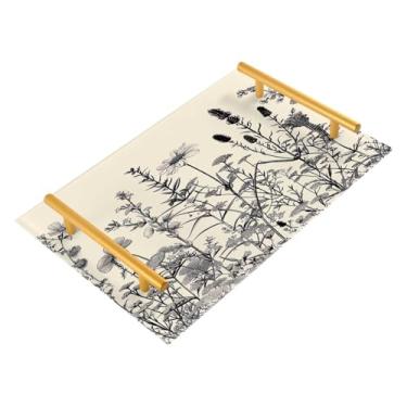 Imagem de Wassud Wild Bushes Bandeja de banheiro com alças organizador de perfume de acrílico para banheiro, quarto, cozinha, balcão de 30 x 20 cm