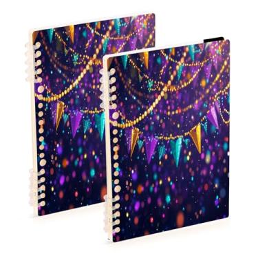 Imagem de Burbuja Cadernos de contas para decoração de carnaval, papel pautado universitário A5 com 60 folhas, fichário para diário, escritório, 2 unidades