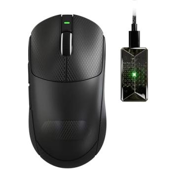 Imagem de MAMBASNAKE Mouse para jogos Attack Shark X8 Ultimate 8K Polling, sensor PAW3950MAX 42K DPI, chip nórdico 54L15, leve de 59 g, interruptores ópticos, receptor RGB, para PC/Mac/Win, preto e fita adesiva