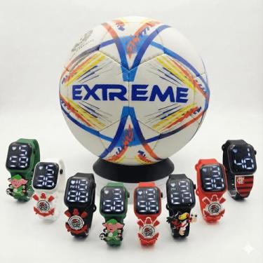 Imagem de Kit Bola de Futebol Campo + Relógio Digital Infantil Times do Brasil (Corinthians 1)