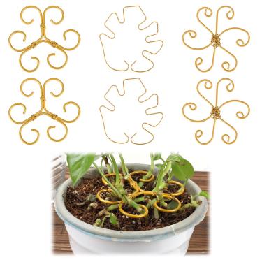 Imagem de 6 peças de suporte de caule de planta, 3 estilos de suporte de crescimento vertical para plantas trepadeiras, suporte de caule de planta de ferro e treliça para estabilização e cultivo ao ar livre em