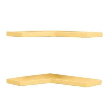 Imagem de Kit prateleira de canto cantoneira em L - 2 unidades em MDF para Quartos, Cozinhas e Salas, Organização Prática e Espaçosa para Objetos e Decorações(Amarelo bebê)