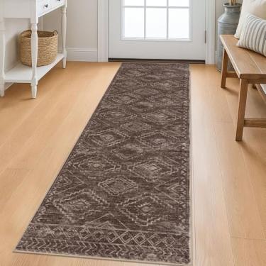 Imagem de KILOCOCO Tapete de corredor de cozinha Boho 5 x 15 cm lavável, corredores macios para corredores, antiderrapante, estampado, envelhecido, tapete de lavanderia, tapete de pilha baixa para entrada