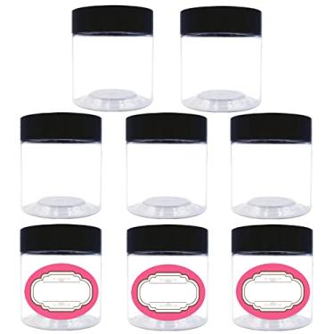 Imagem de 4 oz Plastic Jars with Lids,8 Pack Wide-mouth Clear Storage Containers, Empty Round Clear Plastic Jars with Lids and labels for Body Butter, Bath Salt, Slime and Beauty Products