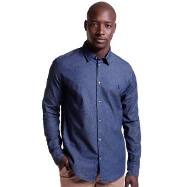 Imagem de Camisa Reserva Masculina Casual Enxuto Jeans Azul Índigo-Masculino