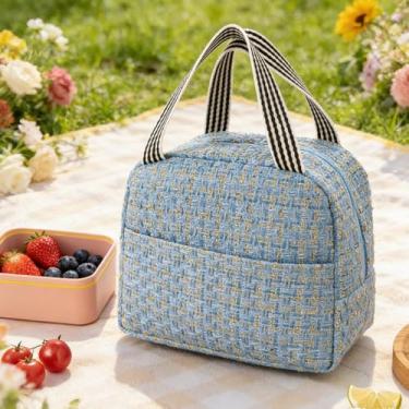 Imagem de 1 peça, lancheira térmica de grande capacidade, lancheira fofa reutilizável com zíper, lancheira térmica pequena para trabalho, viagem, piquenique