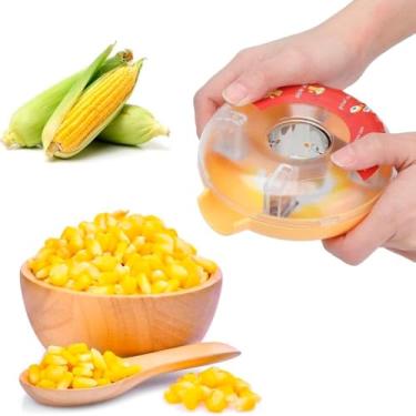 Imagem de descascador com dispenser, removedor de grãos de milho, debulhador com recipiente