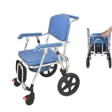 Imagem de Cadeira de vaso sanitário dobrável com rodas, cadeira de rodas com cômoda, cômoda de cabeceira com rodas de bloqueio e vaso sanitário