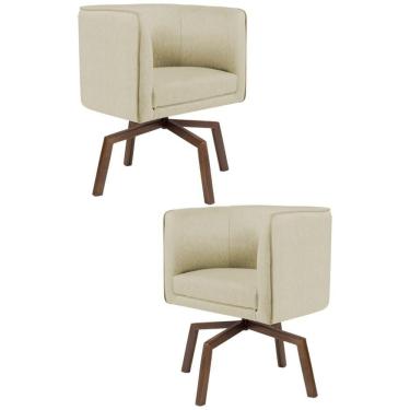 Imagem de Kit 2 Poltronas  Base Ka Madeira Betina C-129 Linho Bege