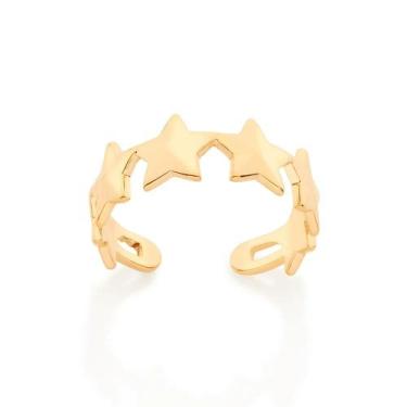 Imagem de Anel Rommanel Estrelas Ajustável Folheado a Ouro 512943, 22, Dourado