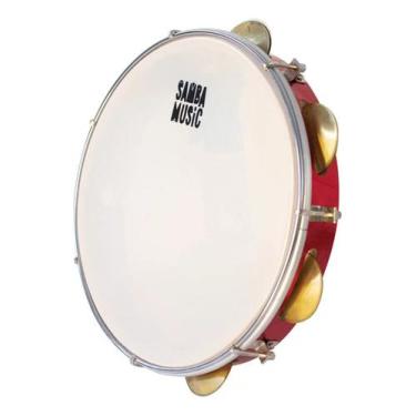 Imagem de Pandeiro 10 Polegadas Phx Vermelho Pele Leitosa Pagode Samba - SAMBA M