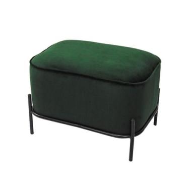 Imagem de Banqueta Ret. Metal Preto Estofado Verde Luxo - LUXdécor