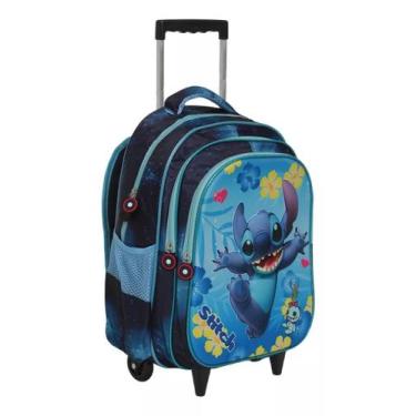 Imagem de Mochila Infantil Escolar Stitch Com Rodinhas Reforçada - Plike