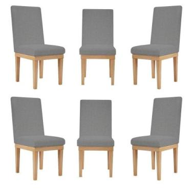 Imagem de Kit 6 Cadeiras Estofadas Reforçada Mesa De Jantar Grafite - BALAQUI DE