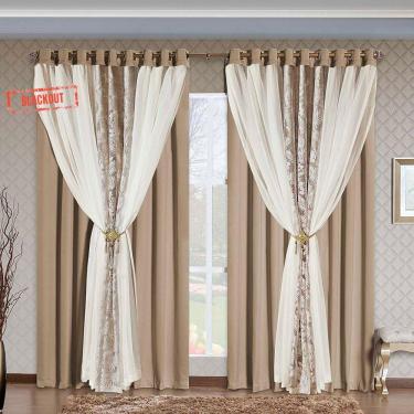 Imagem de Cortina Havana Blackout Chocolate 4,40m x 2,70m altura - Varão de até 3m