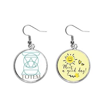 Imagem de Brinco trapezoidal combinado circular triangular gota de orelha girassol flor joia moda, Medium, Metal