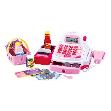 Imagem de Caixa Registradora Calculadora Com Acessórios Rosa Infantil (DMT3815)