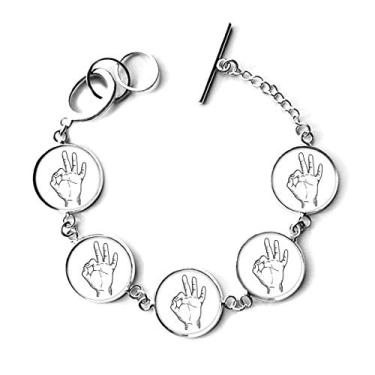 Imagem de DIYthinker Pulseira com desenho de linha OK com padrão de gesto