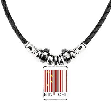Imagem de DIYthinker China Bar Code National Chinese Necklace Jewelry Torque Leather Rope Pendant