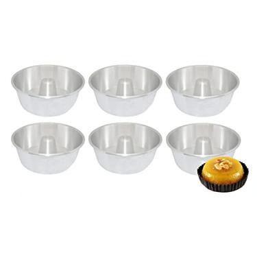 Imagem de Jogo 06 Mini Formas de Quindim Pudim Aluminio Polido N°10