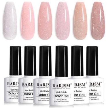 Imagem de Esmalte de Unhas RARJSM Nude Glitter Gel - Kit com 6 Unidades (7,5ml) 