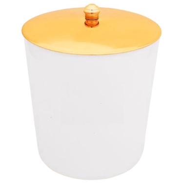 Imagem de Lixeira 5 Litros Com Tampa Dourada Metalizada Plástica Para Cozinha Banheiro - amz