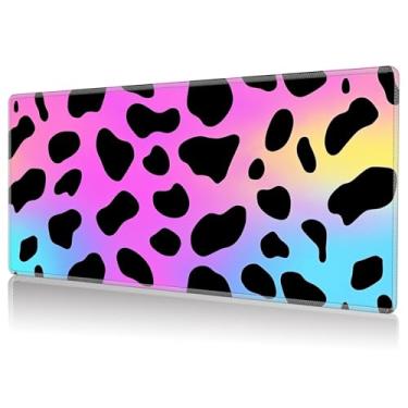 Imagem de DHYYDSQZ Playmat for MTG, Game Play Mat Card Game Playing 24 x 14 inches Tabletop Magic Play Mats Non-Slip Rubber Base and Stitched Mousepad Desk Mats Playmats for MTG TCG,Colorful Leopard Print