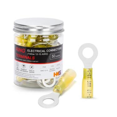 Imagem de Conectores elétricos HKS Ring Terminals 5/16 Amarelo 12-10 AWG