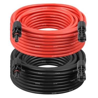 Imagem de Cabo de extensão solar 8AWG 25FT pacote com 2 (vermelho + preto), fio fotovoltaico com conectores solares macho/fêmea, fio de painel solar à prova de intempéries para trailer, barco, inversor