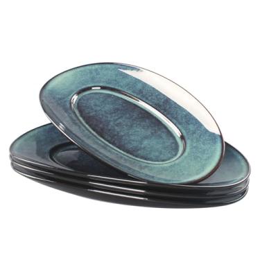 Imagem de LIUYWYHCF Travessas de cerâmica – Conjunto de 4 travessas ovais para entretenimento, pratos de cozinha modernos para jantar, frutas, salada, bandejas de servir
